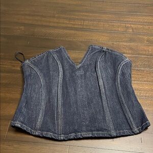 NWT Zara Dark Denim V-Neck Crop Top